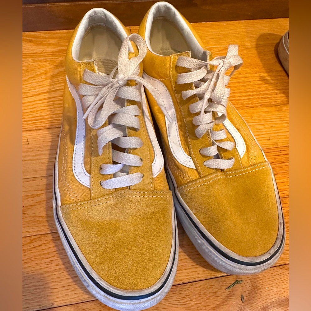 Vans yellow suede classic skater shoes